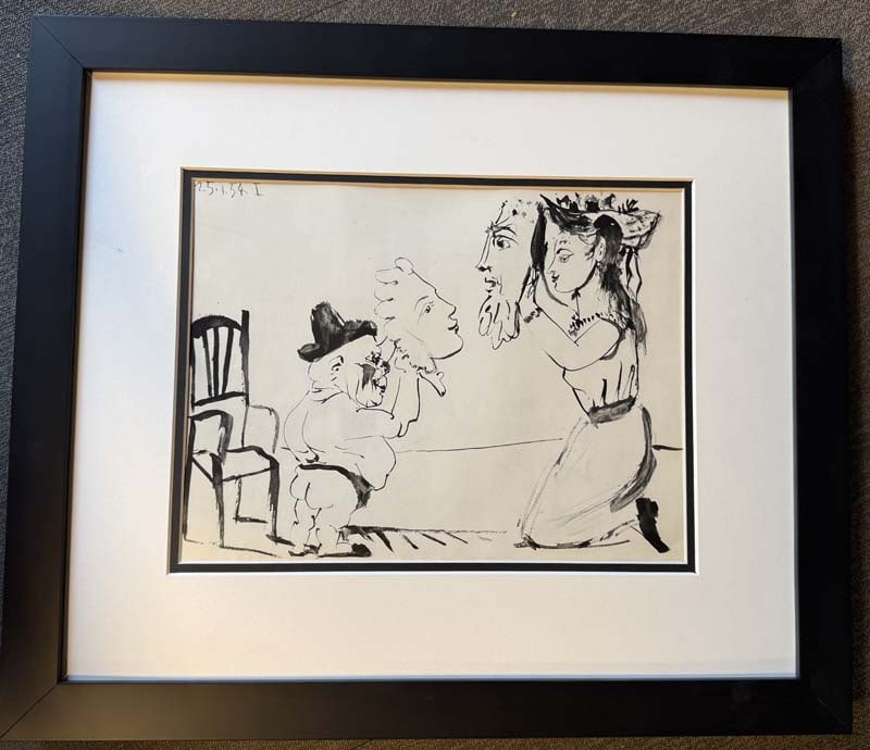 Pablo Picasso (Spanish 1881-1973) Color Plate Lithograph: Pablo Picasso (Spanish 1881-1973) lithograph from 1961 Paris. Image size 16 x 10 inches. Approx. 24 x 20 inches overall. Custom framed Includes certificate. Art Artwork Artist.