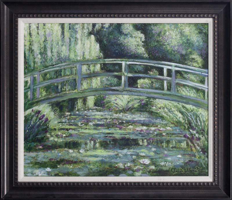 Claude Monet (French 1840-1926) Japanese Bridge Hand Embellished Painting canvas Limited Edition (1 of 1)