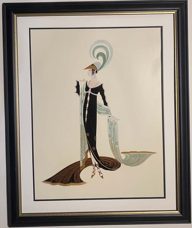 Erte (Russian-French-1892-1990) lithograph 1987: Erte (Russian-French-1892-1990) Lithograph 1987 Erte approx 20 x 28 inches Custom framed includes certificate Art Artwork Artist.