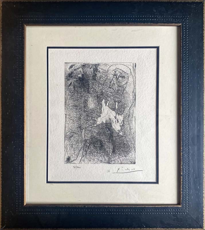 Pablo Picasso (Spanish 1881-1973) Lithograph Limited edition of 300 with Museum Stamp: Pablo Picasso (Spanish 1881-1973) Lithograph Limited edition of 300 with Museum StampPablo Picasso Lithograph from 1990-1992 Suite Vollard. Authorized by the Picasso Family. Each piece is numbered fro