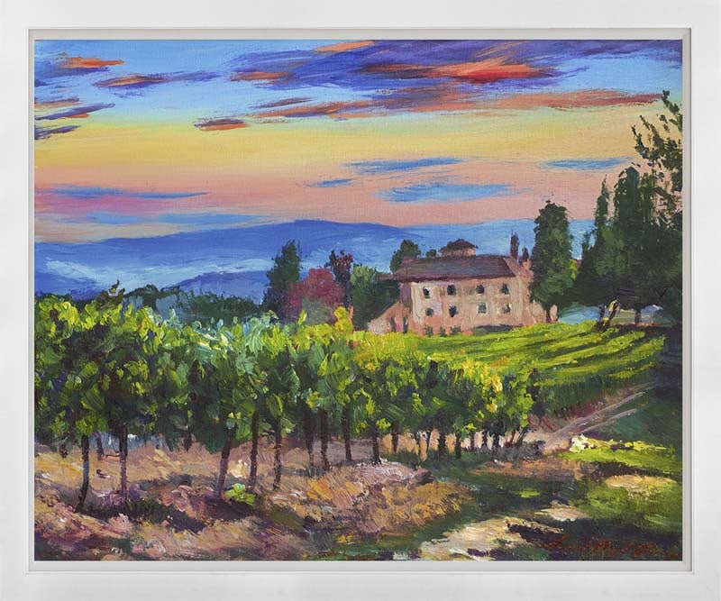 David Lloyd Glover (American 1949) Italian Village Mixed Media on canvas by David Lloyd Glover: Mixed Media Original Painting on canvas David Lloyd Glover. One of a kind. Hand signed by the artist. On canvas Approx image size 24 x18 inches Custom framed and includes certificate. This work was pu
