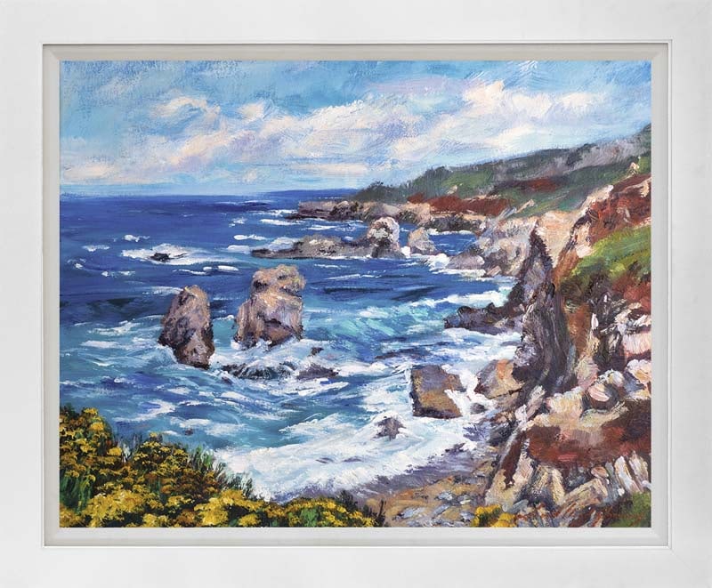 David Lloyd Glover (American 1949) Dramatic Big Sur Hand Embellished Painting on canvas by David: Hand Embellished Painting on canvas by David Lloyd Glover Hand signed by the artist. On canvas image size. Approx image size 18x24 inches Custom framed and includes certificate This work was purchased