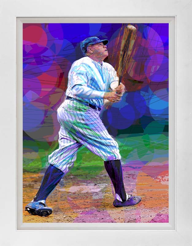 David Lloyd Glover (American 1949) Babe Ruth Hand Embellished Painting on canvas by David Lloyd: Babe Ruth Hand Embellished Painting on canvas by David Lloyd Glover Hand signed by the artist. On canvas Approx image size 18 x 24 inches Custom framed and includes certificate This work was purchased