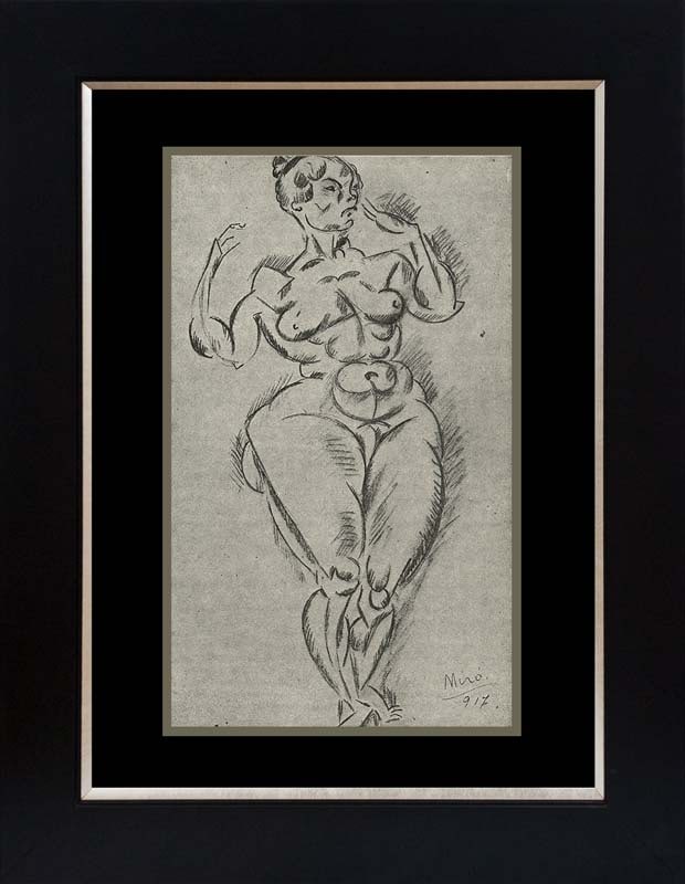 Joan Miro (Spanish 1893-1983) Standing Nude Color Plate Lithograph: Joan Miro (Spanish 1893-1983) Color Plate Lithograph Printed in 1968. Custom framed. Includes certificate of authenticity. Approx 24x26 inches. Art Artwork Artist.