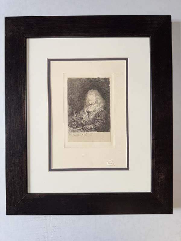 Rembrandt (Dutch, 1606-1669) Etching from the original copper plates created by Amand Durand: Rembrandt (Dutch, 1606-1669) Hand pulled-etching from the original copper plates restored by Amand-Durand (1831-1905) after Rembrandt. Date of original 1650. Approx frame size 20x22 inches. Certificat