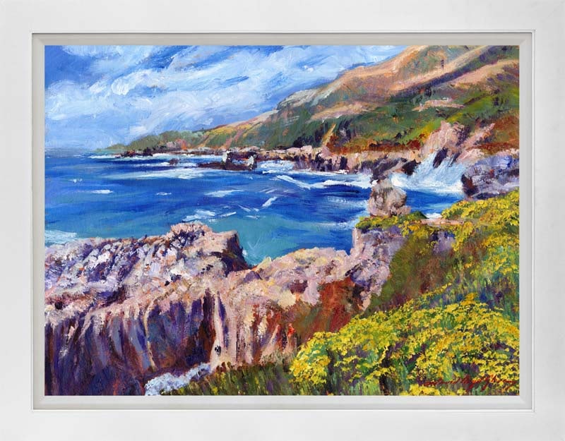 David Lloyd Glover (American 1949) California Coast Highway Original Mixed Media Painting on canvas: Original media on canvas by David Lloyd Glover One of a kind original Hand signed by David Lloyd Glover Approx 22x26 inches Custom framed and includes certificate of authenticity. Artwork purchased di