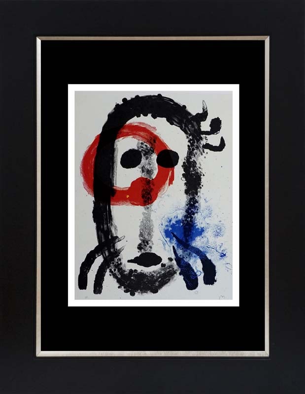 Joan Miro (Spanish 1893-1983) color plate Lithograph: Joan Miro (Spanish 1893-1983) 1959 Lithograph from Mourlot Press in Paris. Approx. 20x24 inches. Professionally framed. Includes certificate of authenticity. Art Artwork Artist.