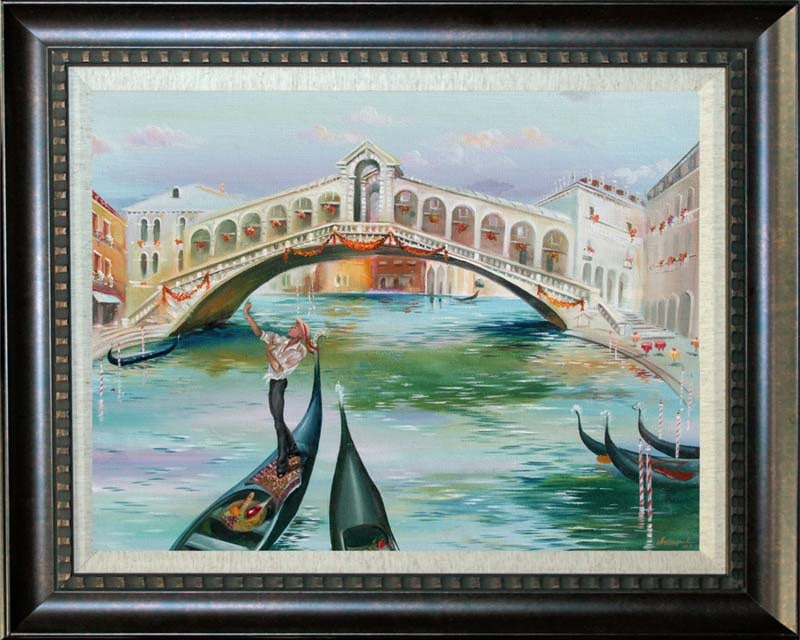 Arina Mixed media original painting Canal Boats: Canal Boats. Original Mixed Media Painting Painting on Archival canvas. by Arina Includes certificate of authenticity. One-of-a-kind Hand signed by the artist. Approx. 28x32 This work was purchased di