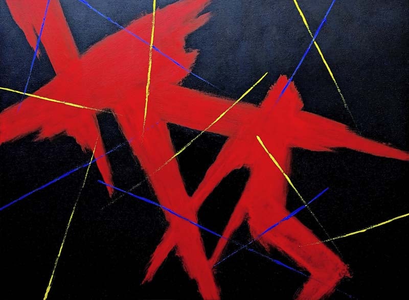 Robert Copple (American 1963) Original Painting Abstract on canvas: Robert Copple (American 1963) Original Abstract on canvasRobert Copple Original Abstract on canvas. Approx 40x30 inches Hand signed by the artist One of a kind original. Includes certificate from the 