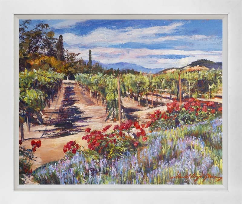 David Lloyd Glover (American 1949) Roses Clos du Val Mixed Media Original Painting on canvas David: Mixed media on canvas by David Lloyd Glover Hand signed by the artist. On canvas image size. Approx image size 18x24 inches. Custom framed and includes certificate. This work was purchased directly fr