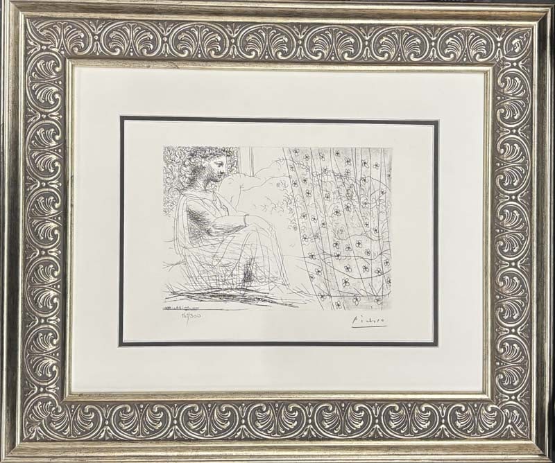 Pablo Picasso (Spanish 1881-1973) Lithograph from 1990 Suite Vollard. Authorized by the Picasso: Pablo Picasso (Spanish 1881-1973) Lithograph from 1990 Suite Vollard. Authorized by the Picasso Family. Each piece is numbered from an edition of 300, and includes the museum stamp on the back with th