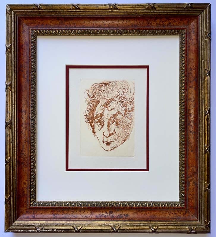Salvador Dali (Spanish 1904-1989) Portrait of Chagall. Posthumous Etching: Salvador Dali (Spanish 1904-1989) Portrait of Chagall. Post humous Etching Approx 18x15 inches Custom framed and includes certificate. Art Artwork Artist.