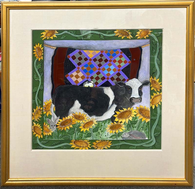 Original Vintage Watercolor & Painting Signed "Julian" with Original Frame Fabulous Vibrant Colors (1 of 1)