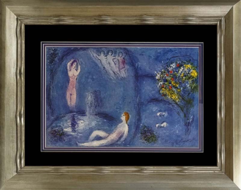 Marc Chagall (Russian-French 1887-1985 Marc Chagall Lithograph Hand signed: Marc Chagall (Russian-French 1887-1985 Marc Chagall Hand Signed Lithograph. This lithograph is hand signed by the artist. Custom framed. Includes certificate of authenticity. Approx 26x28 inches. Mour