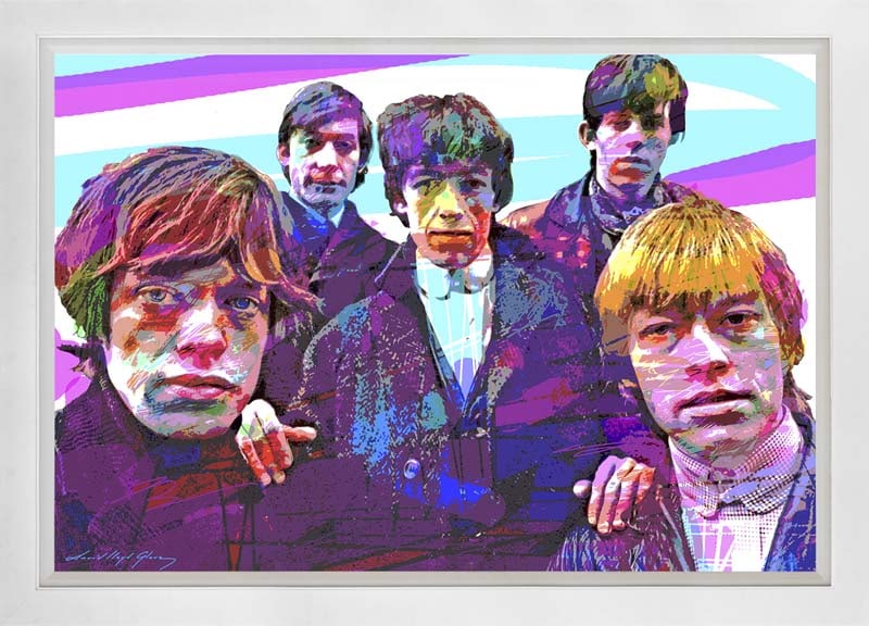 David Lloyd Glover (American 1949) The Rolling Stones 1964 Mixed Media Original Painting on canvas: Mixed Media Original Painting on canvas David Lloyd Glover. One of a kind. Hand signed by the artist. On canvas. Approx image size 24 x18 inches Custom framed and includes certificate. This work was p