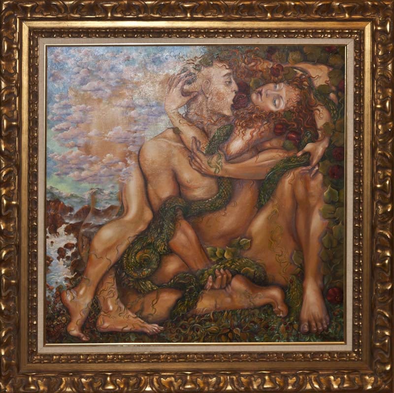 Mixed media Original Painting on canvas by Arina Adam and Eve (1 of 1)