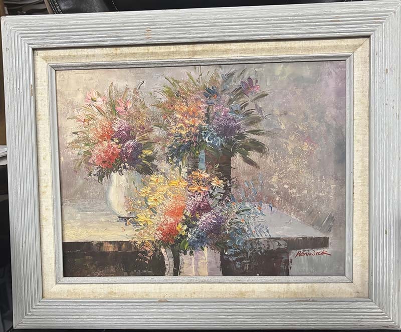 Renwick still life bouquet oil painting: Vintage original oil still life bouquet painting beautiful impressionism style great colors with original frame 12X16