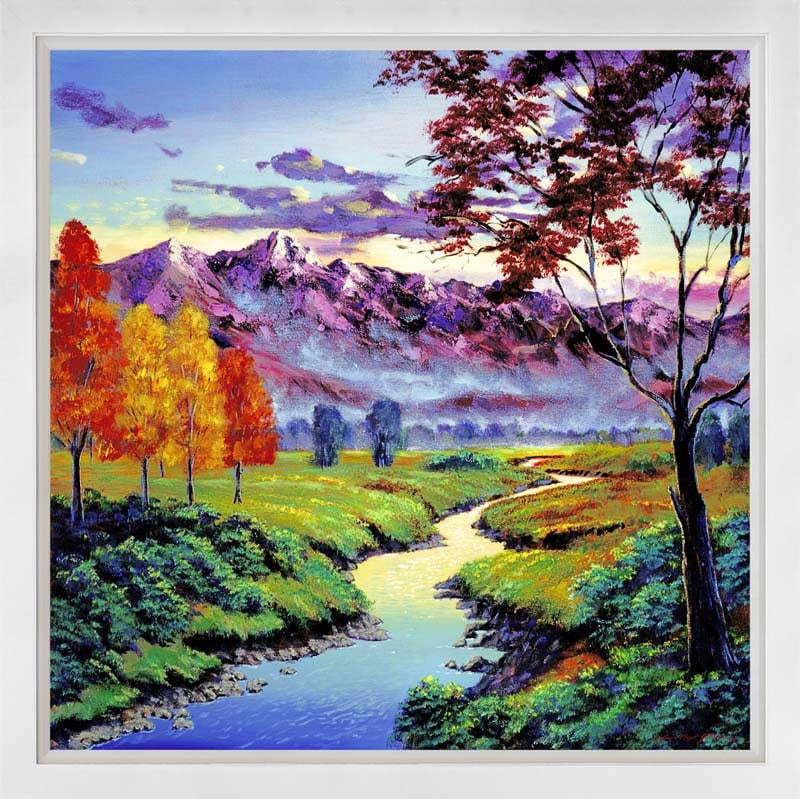David Lloyd Glover (American 1949) Sunrise over the quiet River Mixed media Original Painting on (1 of 1)