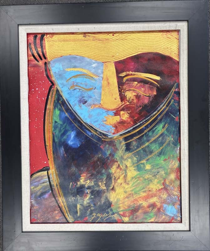 Gaylord Soli (American 1939) Original Painting on canvas by Gaylord Soli: Gaylord Soli (American 1939) - Original acrylic on canvas One of a kind. Hand signed by the artist. Approx. 30x24 inches image size. Includes Certificate of Authenticity. Custom framed. This work was