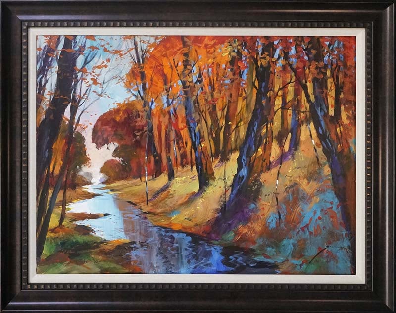 Michael Schofield (American 1947) Original Landscape on canvas Michael Schofield: Michael Schofield (American 1947) Original Painting on canvas. Hand signed by the artist. Approx image size 30 x 40 inches. One-of-a-kind original. Includes certificate. Custom framed. This work was