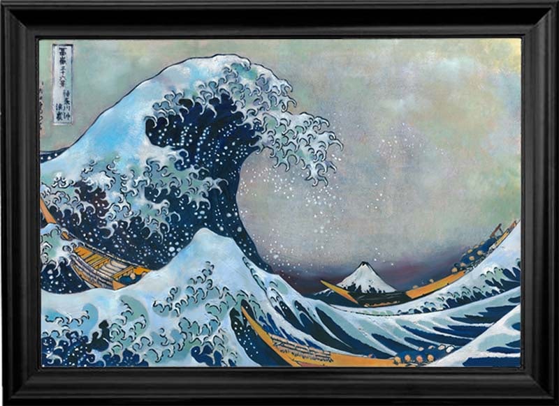 Hokusai-In the Well of the Great Wave after Hokusai Hand Embellished Painting on canvas (1 of 1)