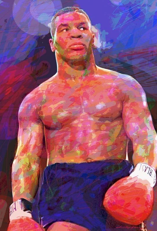 David Lloyd Glover (American 1949) Mike Tyson Original Mixed Media Painting on canvas by David Lloyd: Mike Tyson Original Mixed Media Painting on canvas by David Lloyd Glover One of a kind and hand signed by Glover. Approx 24x18 inches image size. Custom framed and includes certificate. Art Artwork Ar