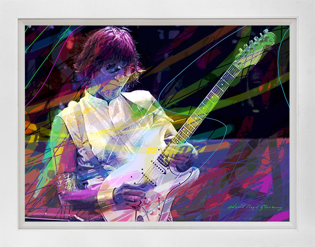 David Lloyd Glover (American 1949) Jeff Beck Bolero Original Mixed Media Painting on canvas David: Jeff Beck Bolero Original Mixed Media Painting on canvas David Lloyd Glover. Hand signed by the artist. Custom framed. and includes certificate. This work was purchased directly from the artist. Art