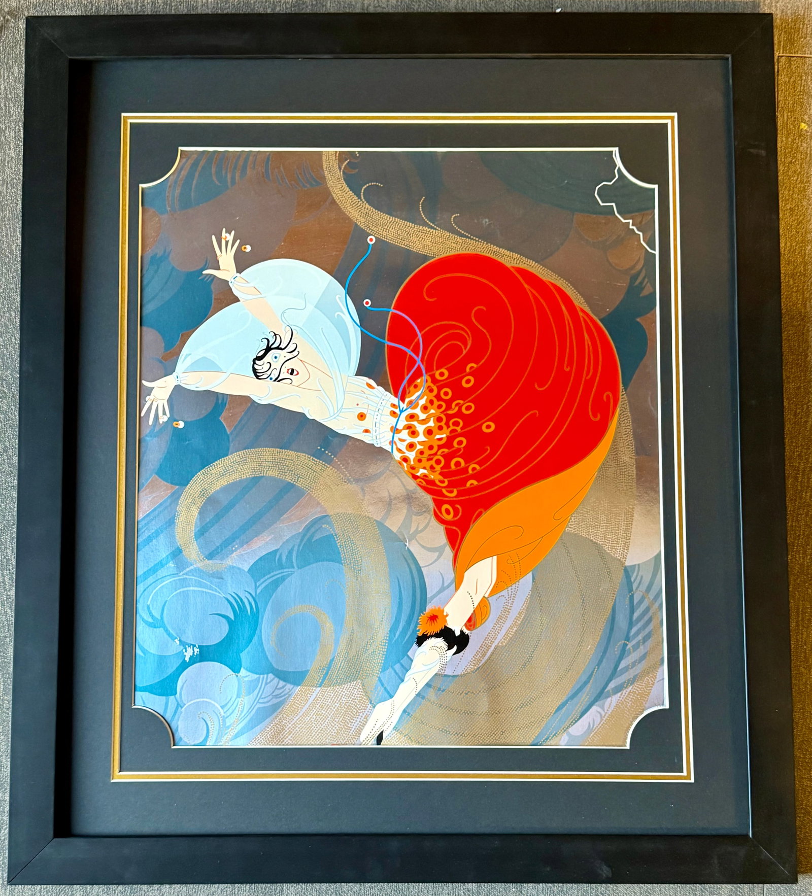 Erte (Russian-French-1892-1990) lithograph 1987: Erte (Russian-French-1892-1990) Lithograph Limited Edition signed AP Approx 24x18 inches image size custom framed and includes certificate. Art Artwork Artist.