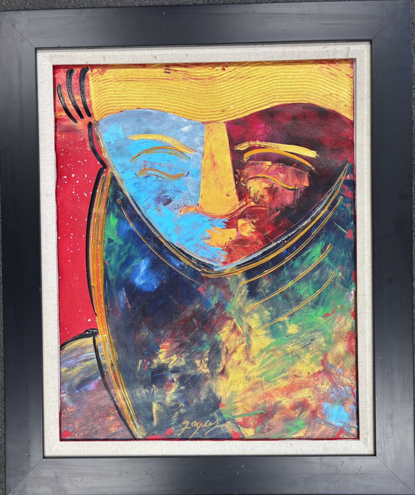 Gaylord Soli (American 1939) Original Painting on canvas by Gaylord Soli: Gaylord Soli (American 1939) - Original acrylic on canvas One of a kind. Hand signed by the artist. Approx. 30x24 inches image size. Includes Certificate of Authenticity. Custom framed. This work was
