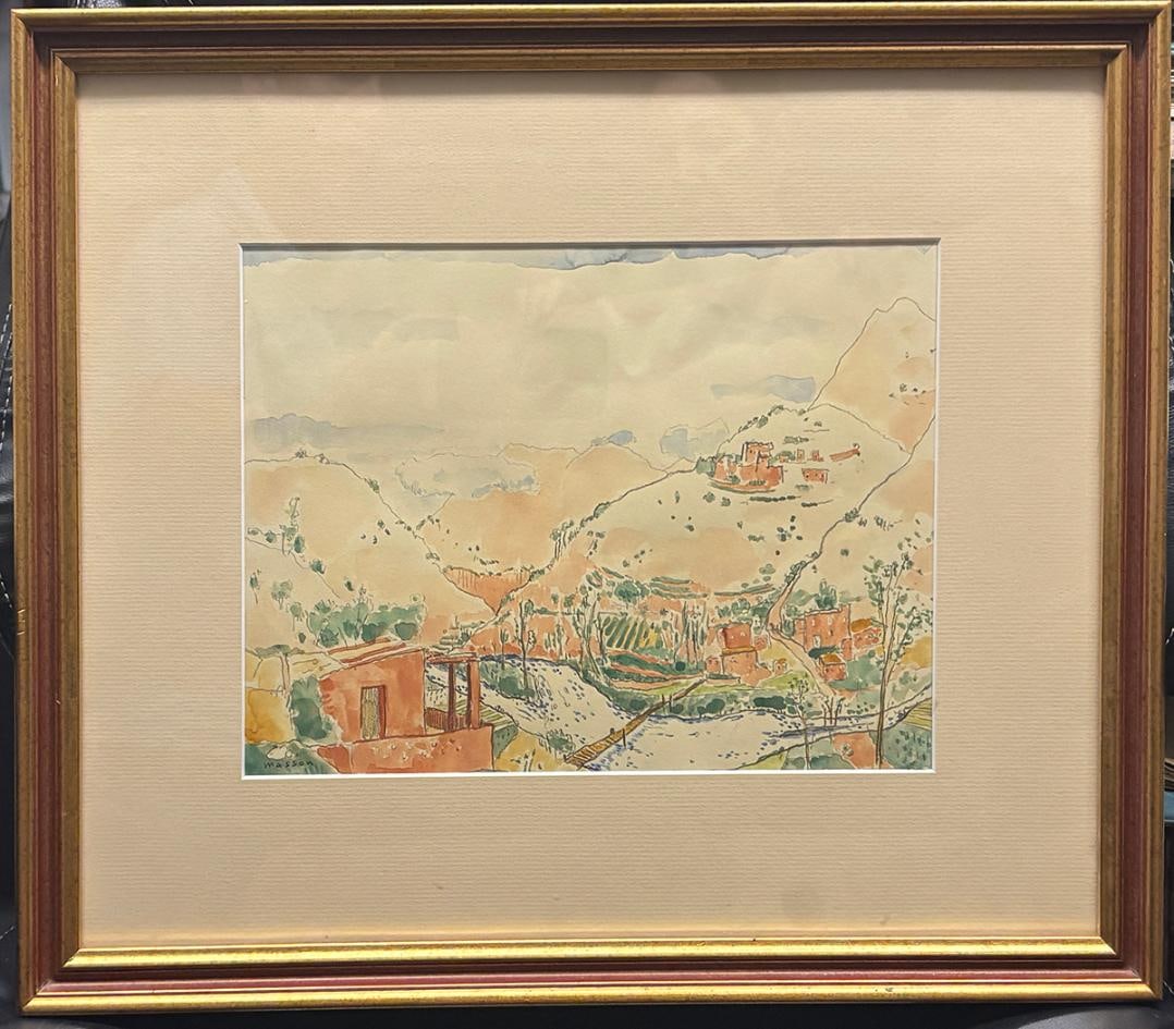 Charles Masson Countryside Mountain Watercolor (1 of 1)