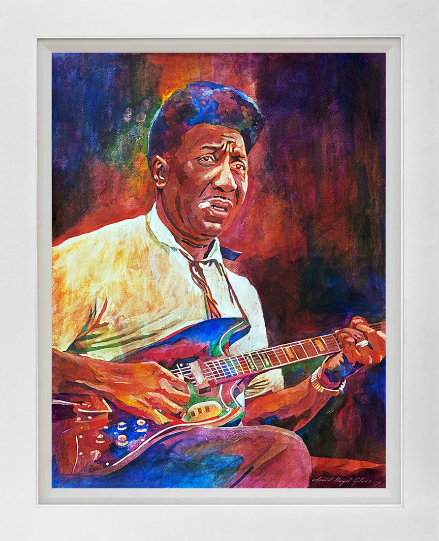 David Lloyd Glover (American 1949) Muddy Waters Mixed Media Original Painting on canvas by David: Muddy Waters Mixed media on canvas by David Lloyd Glover Hand signed by the artist. On canvas image size. Approx image size 18x24 inches. Custom framed and includes certificate. This work was purchase
