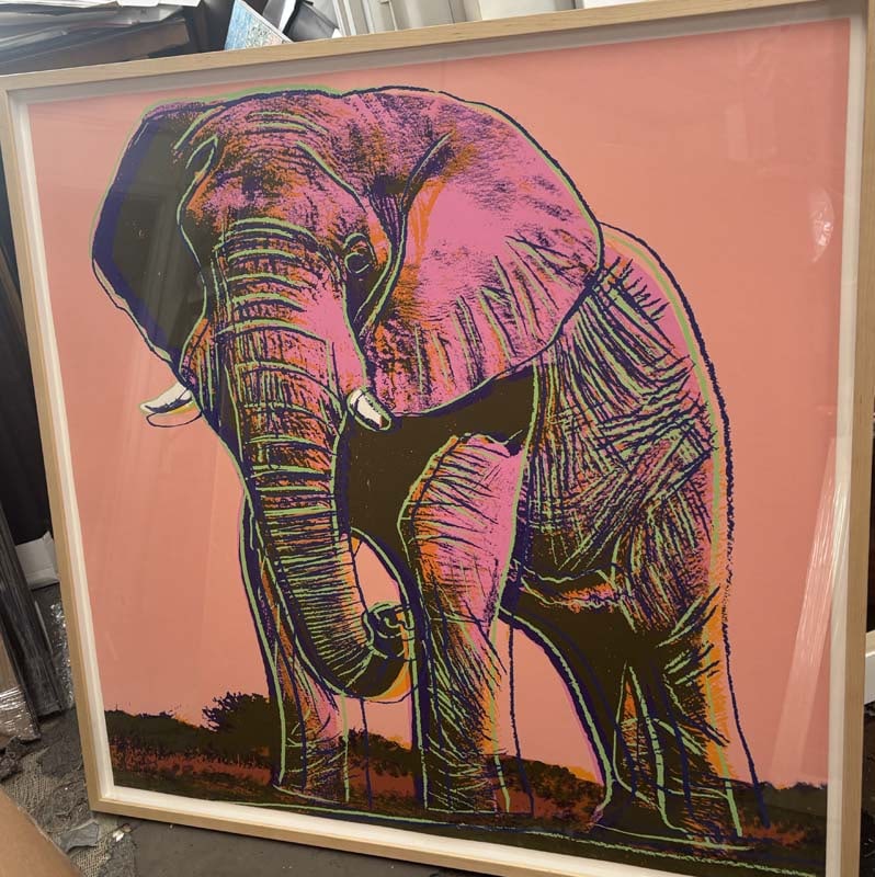 Andy Warhol (American 1928-1987) Andy Warhol African Elephant. Serigraph Screenprint and Colophon.: Andy Warhol (American 1928-1987) Andy Warhol African Elephant. Serigraph Screenprint and Colophon. 1983. 38x38 inches approx. Includes Certificate of documentation This working trial proof was made ou