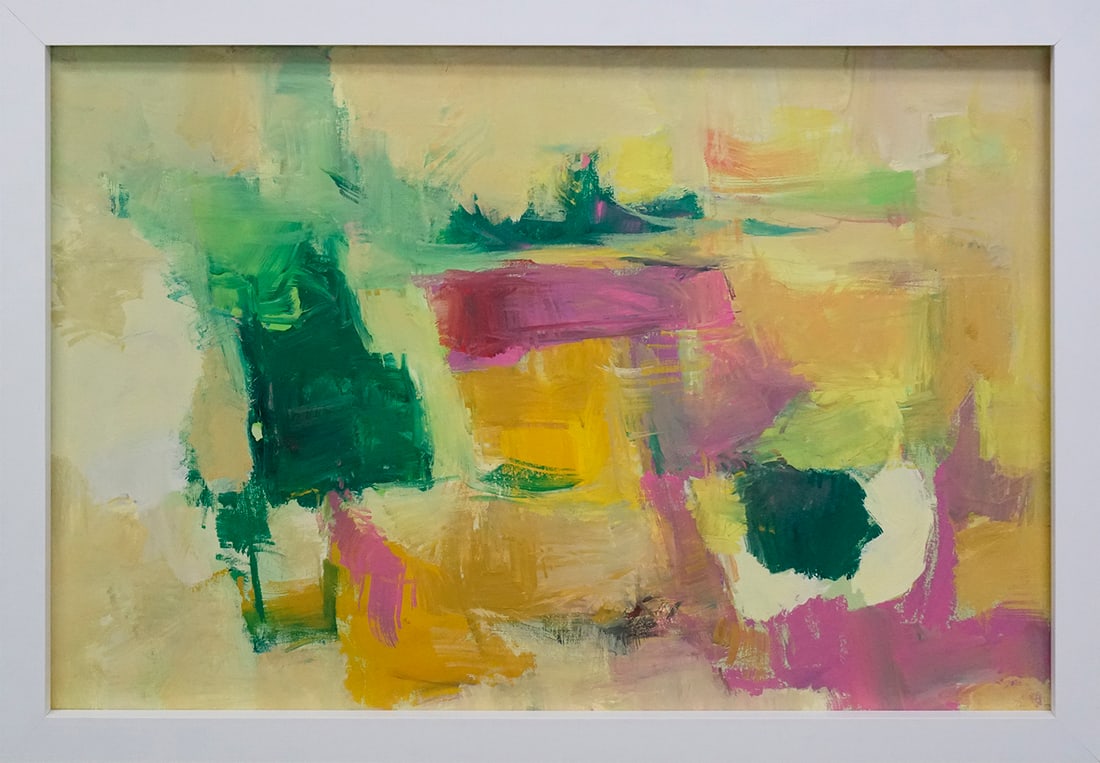 Michael Schofield (American 1947) original abstract on canvas: Michael Schofield (American 1947) Original Painting on canvas. Hand signed by the artist. Approx 30 x 40 inches. One-of-a-kind original. Includes certificate. Custom framed. This work was purchased di