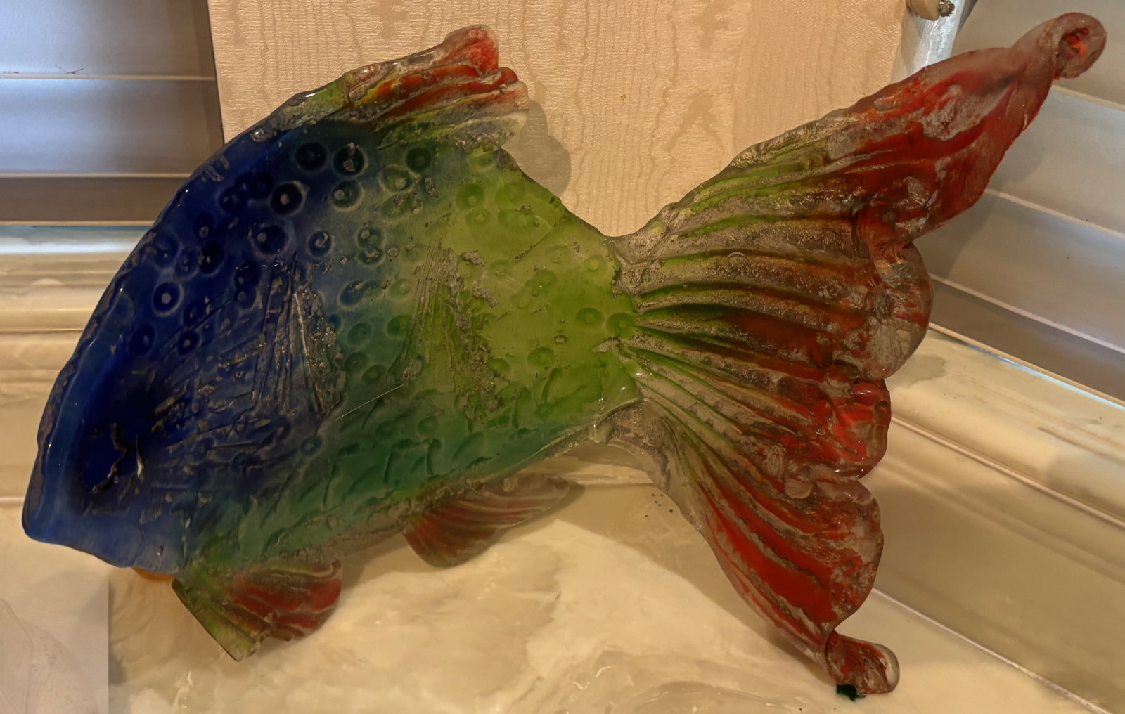 Amanda Brisbane (British, 1957)Original Sand Casted Glass Fish Sculpture Approx 22 inches long: Amanda Brisbane (British, 1957) Sand Casted Glass Fish Sculpture Approx 19 x 14 inches Hand signed by the artist From a private collection.Amanda Brisbane is an internationally recognized artist. Coll