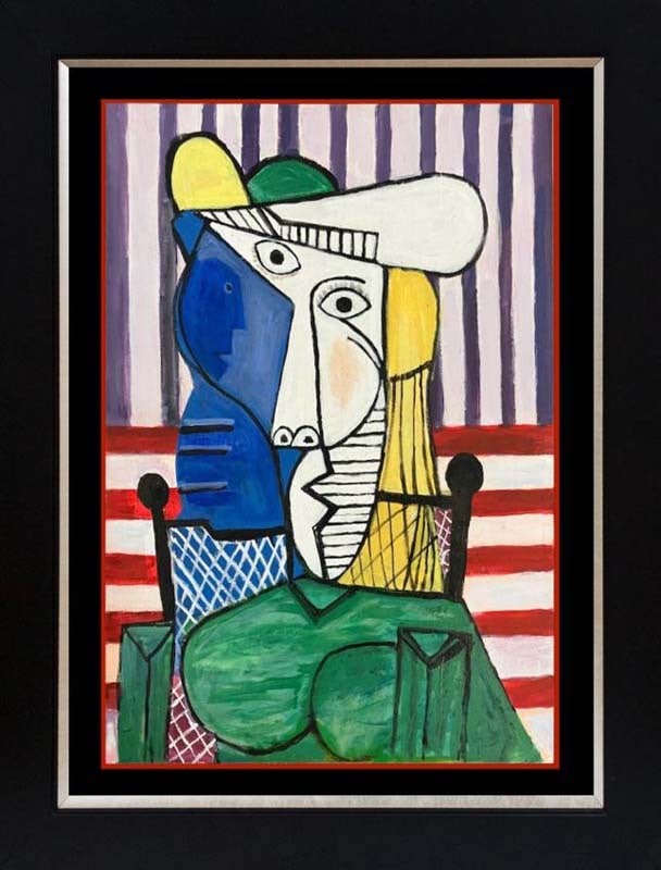 Pablo Picasso (Spanish 1881-1973) in the manner of Picasso oil painting on canvas: Pablo Picasso (Spanish 1881-1973) in the manner of Picasso oil painting on canvasoil painting on canvas in the manner of Pablo Picasso on canvas. Approx 30x24 inches Custom framed. Includes documentat
