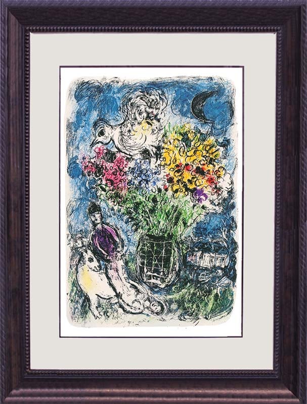Marc Chagall (Russian-French 1887-1985) Marc Chagall (Russian-French 1887-1985) Limited Edition: Marc Chagall (Russian-French 1887-1985) Marc Chagall (Russian-French 1887-1985) -Limited Edition -Night Bouquet Marc Chagall Approx 24 x 30. Limited Edition lithograph on paper. The signature is in th