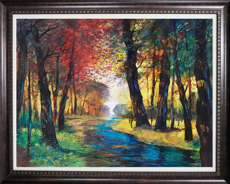 Michael Schofield (American 1947) Landscape Mixed Media Original Painting on canvas: Michael Schofield (American 1947) Mixed Media Original Painting on canvas. Hand signed by the artist. Approx 30 x 24 image. Includes certificate. Custom framed. This work was purchased directly from t