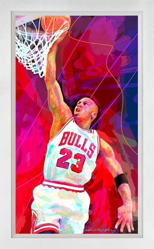 David Lloyd Glover (American 1949) Michael Jordan Slam Dunk Mixed Media on canvas by David Lloyd (1 of 1)