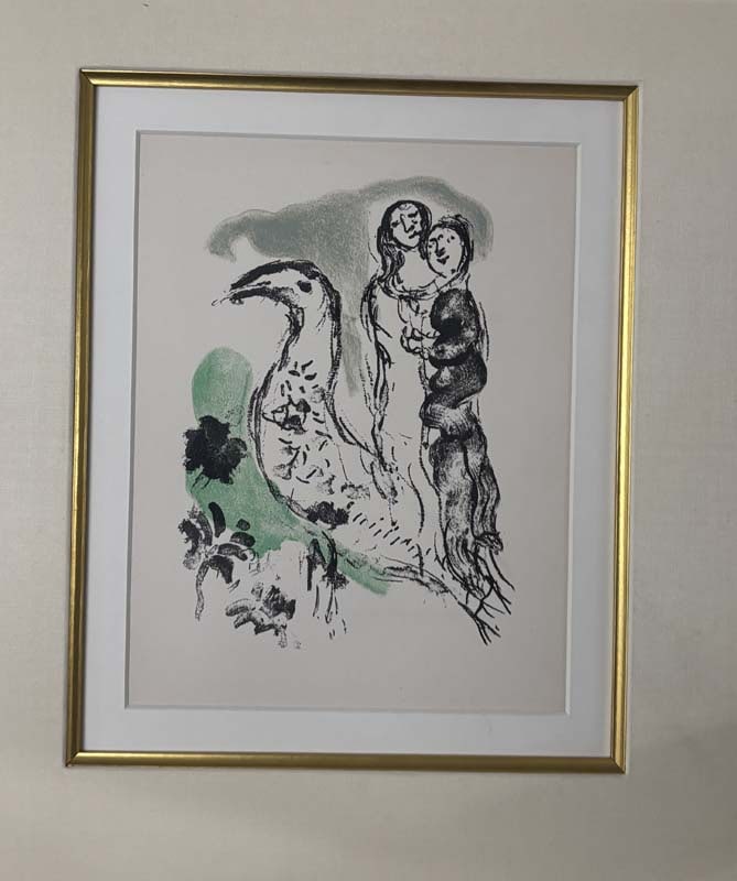 Marc Chagall (Russian-French 1887-1985) Original Lithograph 1969: Marc Chagall (Russian-French 1887-1985) Original Lithograph 1969 Marc Chagall Original Lithograph Frontispice Lament of the Trade Winds 1969 Approx 15x14 inches image size Custom framed Includes docum