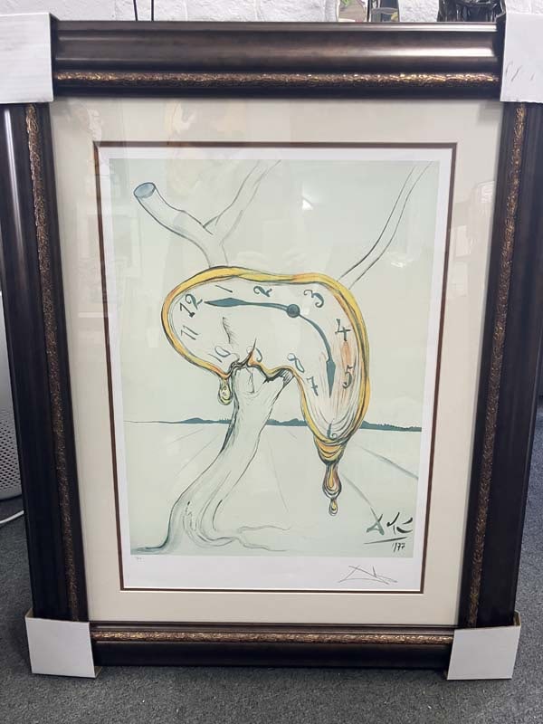 Salvador Dali (Spanish 1904-1989) Limited Edition Lithograph Tearful Softwatch: Salvador Dali (Spanish 1904-1989) Tearful Soft Watch Limited Edition Lithograph Signed in the plate and numbered. Approx 30x24 inches Custom framed and includes documentation. Art Artwork Artist.