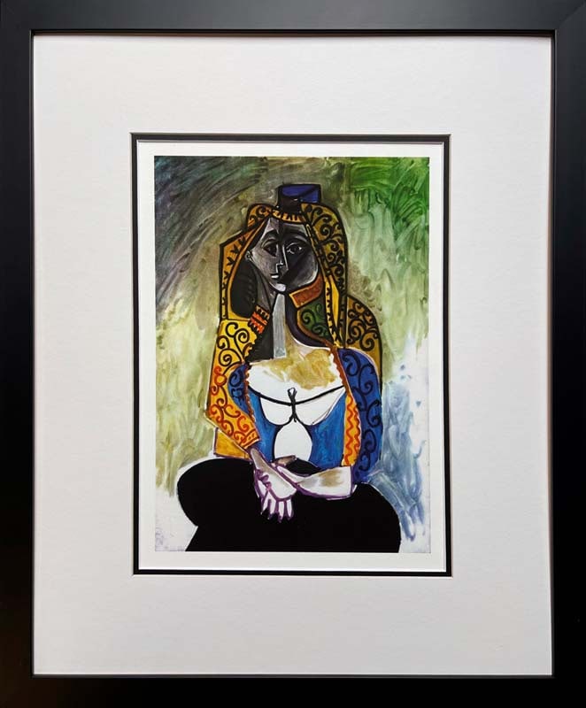 Pablo Picasso (Spanish 1881-1973) Woman in the Turkish Shawl on paper Limited Edition Collection: Pablo Picasso (Spanish 1881-1973) Woman in the Turkish Shawl on paper Limited Edition Collection Domaine Picasso.Pablo Picasso Limited edition Lithograph Custom framed. Estate signed. From the Collect