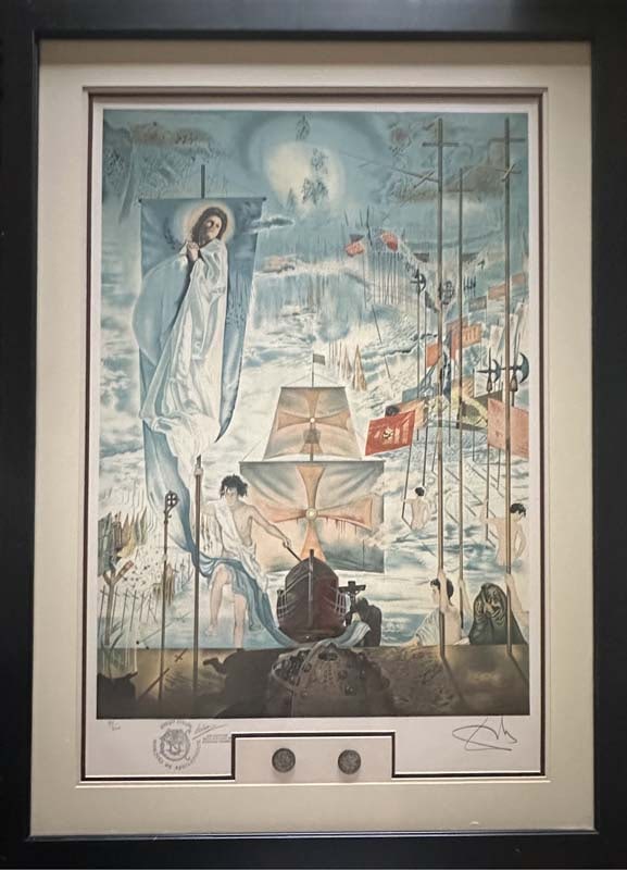 Salvador Dali Discovery of America Lithograph Limited Edition Hand signed and numbered.: Salvador Dali Discovery of America Lithograph. Hand signed and numbered. Image size is Approx 24x30 inches. Includes certificate of authenticity. Professionally framed. Limited Edition. Art Artwork Ar