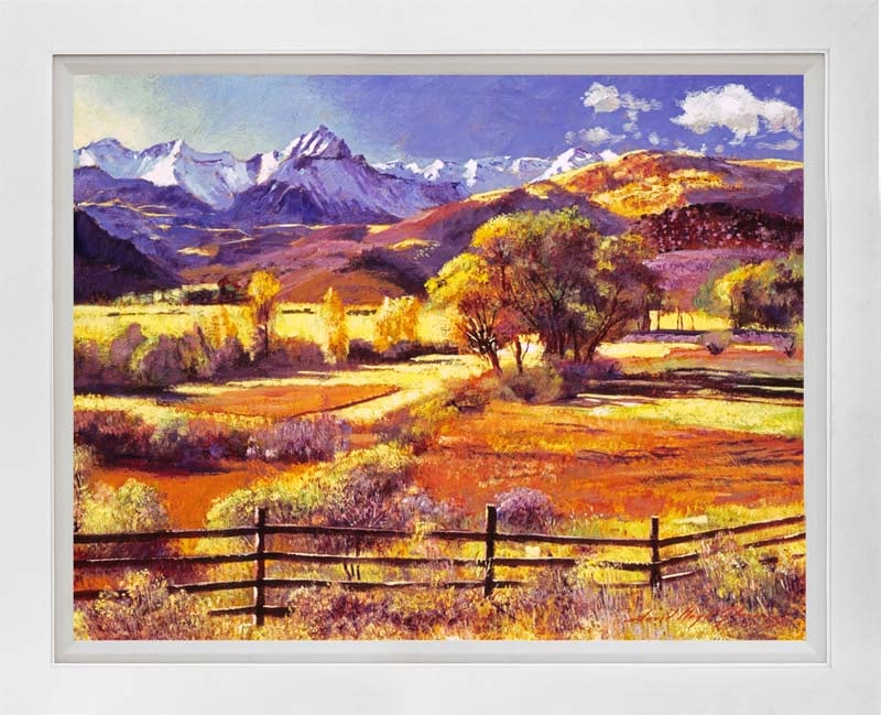 David Lloyd Glover (American 1949) Foothills Ranch Mixed Media Original Painting on canvas by David: Mixed media on canvas by David Lloyd Glover Hand signed by the artist. On canvas image size. Approx image size 18 x24 inches. Custom framed and includes certificate. This work was purchased directly f