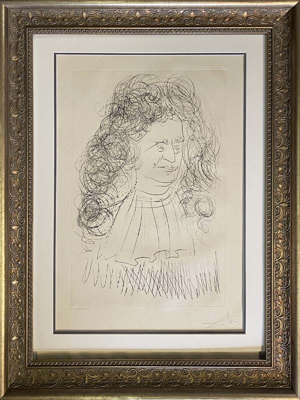 Salvador Dali (Spanish 1904-1989) Portrait of Fontaine Hand signed and numbered Limited Edition: Salvador Dali (Spanish 1904-1989) Portrait of Fontaine Hand signed and numbered Limited Edition Original Intaglio Etching / LithographySalvador Dali Portrait de la Fontaine. Hand signed and numbered L