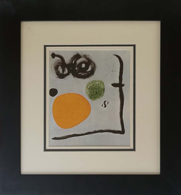 Joan Miro (Spanish 1893-1983) Color Plate Lithograph from 1968: Joan Miro (Spanish 1893-1983) Color Plate Lithograph from 1968 Color Plate Lithograph Joan Miro Printed in 1968 by Mourlot Press. Custom framed Includes certificate of authenticity. Approx 24x20 inche
