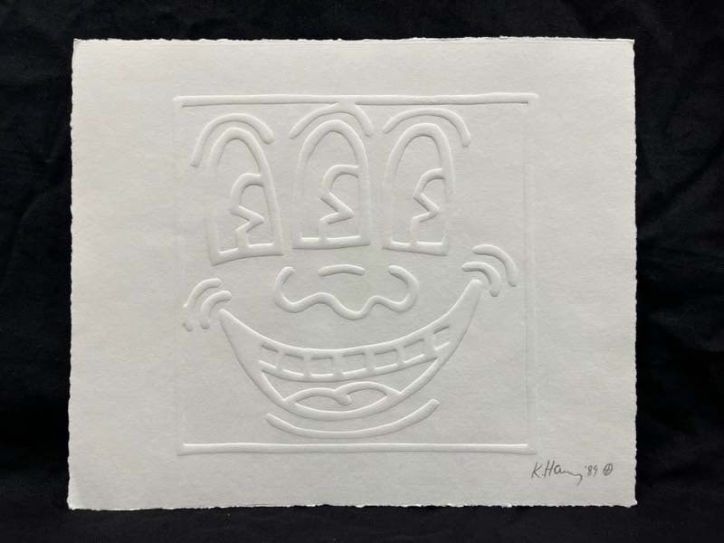 Keith Haring (American 1958-1990) engraving on paper Three Eyed Smiling Face Hand signed by Keith (1 of 1)