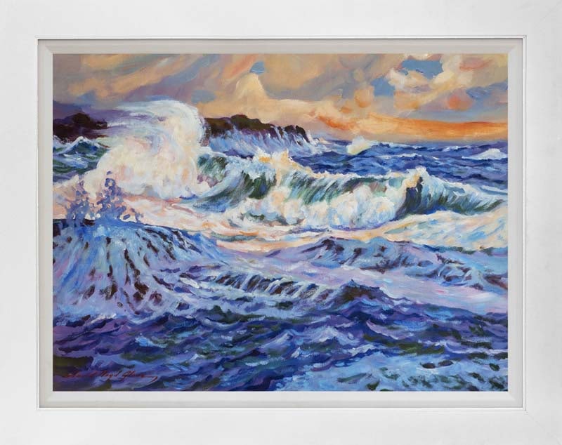David Lloyd Glover (American 1949) Blue Storm Sea Mixed Media Original canvas David Lloyd Glover: Blue Storm Sea Mixed Media Original canvas David Lloyd Glover Hand signed by the artist. On canvas image size Approx image size 18 x 24 inches Custom framed and includes certificate Art Artwork Artist