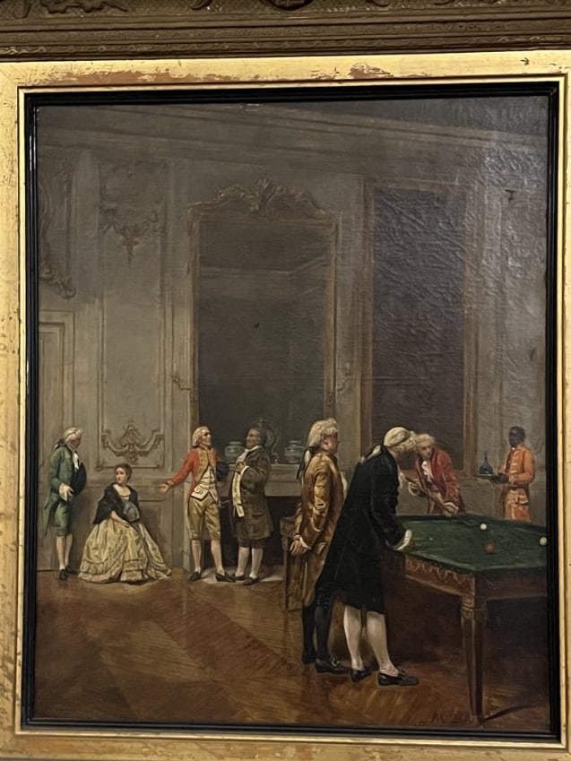 Jean Louis Ernest Meissonier (1815-1891) oil painting on canvas Gentlemen playing Billiards: Jean Louis Ernest Meissonier 62x52 cm oil painting on canvas (1815-1891) Gentlemen playing Billiards Provenance: Private Collection. Includes certificate of authenticity. Biography: (Lyon, 1815-Paris,