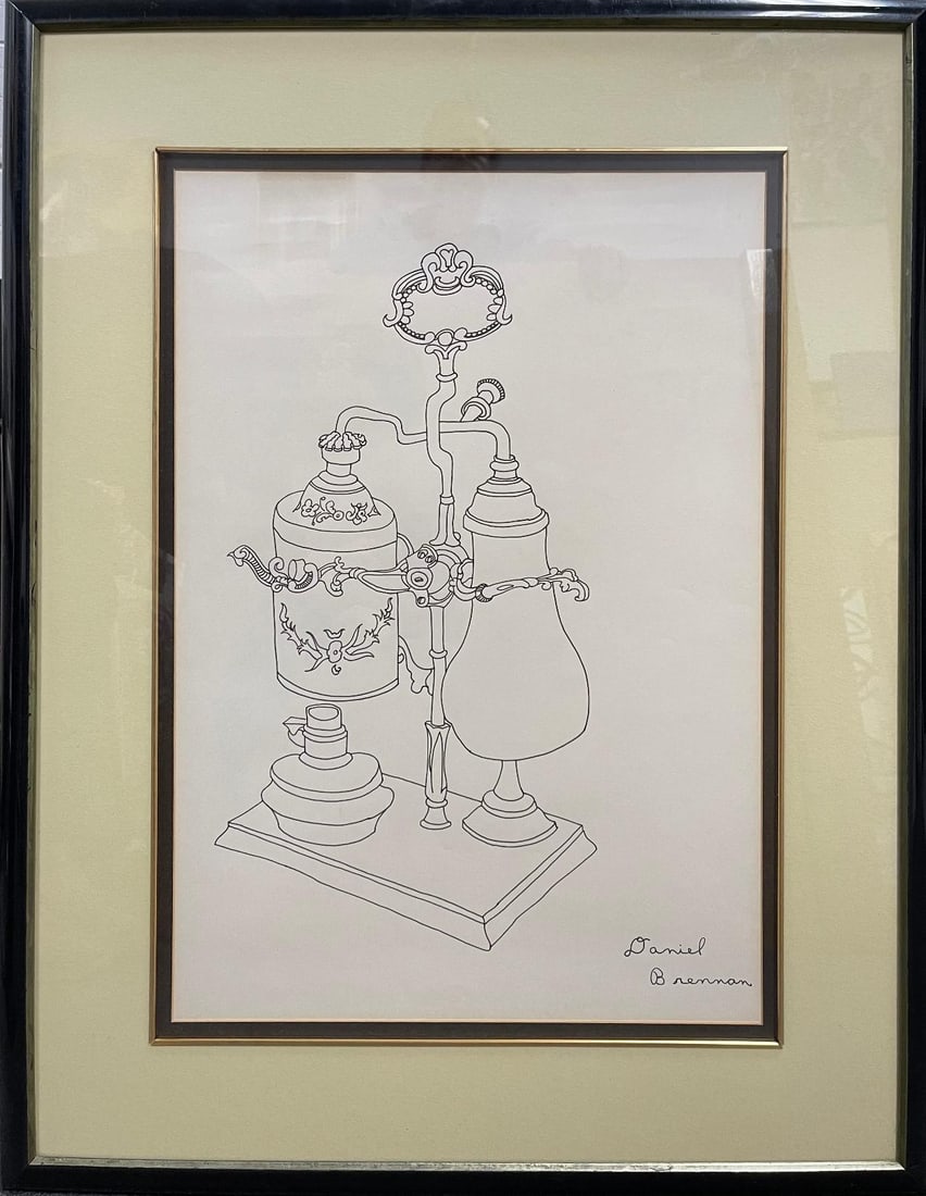Daniel Brennan Vintage Original Ink Painting: Vintage original Ink painting very good condition 22 x 16 original frame Art Artwork Artist.