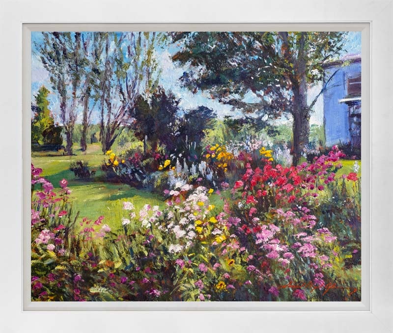 David Lloyd Glover (American 1949) Gardens of the Country Life Mixed Media Original Painting on (1 of 1)
